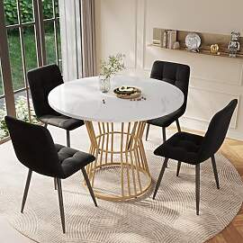 Merax Esstisch Rund, Marmormuster Esstisch, für