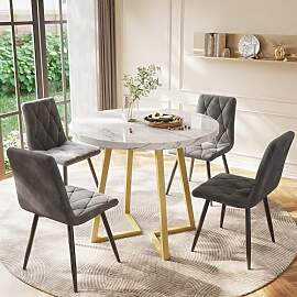 Merax Esstisch Rund, Marmormuster Esstisch, für