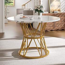 Merax Esstisch Runder 100cm, Moderner Küchentisch 