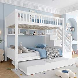 Merax Etagenbett Kinderbett 90x200 cm, Hochbett