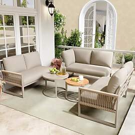 Merax Gartenmöbel Set 6-7 Personen, Sitzgruppe