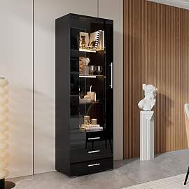 Merax Glasvitrine mit LED Beleuchtung,