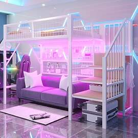 Merax Hochbett aus Metall 90x200 cm, mit