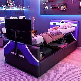 Merax Kinderbett 90x200 cm, E-Sport-Stil mit