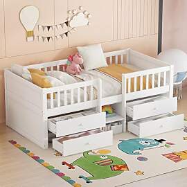 Merax Kinderbett 90x200 cm, Funktionsbett mit