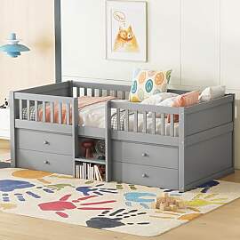 Merax Kinderbett 90x200 cm, Funktionsbett mit