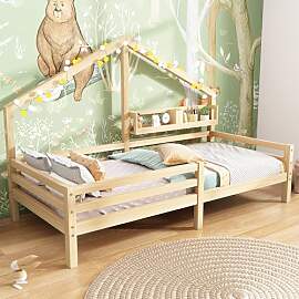 Merax Kinderbett 90x200cm mit Rausfallschutz,