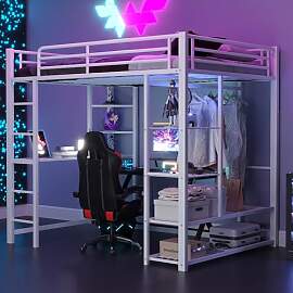 Merax Kinderbett Hochbett,Metall,140x200 cm, mit