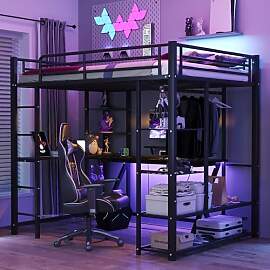 Merax Kinderbett Hochbett,Metall,140x200 cm, mit