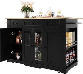 Merax Kücheninsel mit Arbeitsplatte, beweglicher