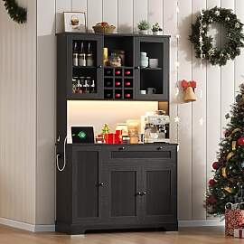 Merax Küchenschrank, Buffetschrank mit LED und