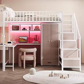 Merax Metall Hochbett 140x200 cm, mit