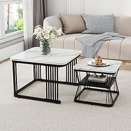 Merax Quadratisch Couchtisch 2er Set, Moderne