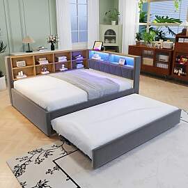 Merax Schlafsofa 140 x 200 cm, mit Ausziehbett 90