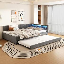 Merax Schlafsofa 140x200 cm Tagesbett Ausziehbar