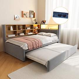Merax Schlafsofa 90 x 200 cm, mit Ausziehbett 90 x 