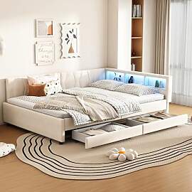 Merax Schlafsofa Tagesbett 140x200 cm mit Zwei