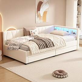 Merax Schlafsofa Tagesbett 90x200 cm mit Zwei