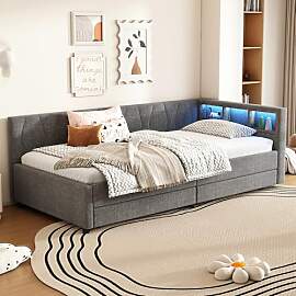 Merax Schlafsofa Tagesbett 90x200 cm mit Zwei