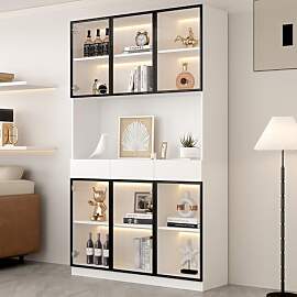 Merax Vitrinenschrank 200cm, Modern LED