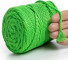 MeriWoolArt® Makramee Garn 4mm 75m Grün,