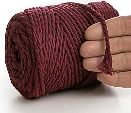 MeriWoolArt® Makramee Garn 4mm 75m Rot,