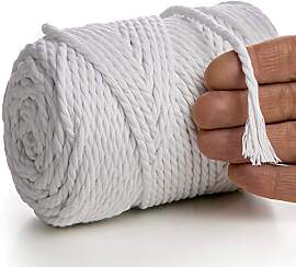 MeriWoolArt® Makramee Garn 4mm 75m Weiß,