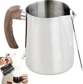 Messbecher Edelstahl 1L mit Latte Art Pen und