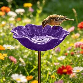 Metall-Gartenstecker Blütenform: Vogelbad &