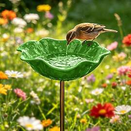 Metall-Gartenstecker Blütenform: Vogelbad &