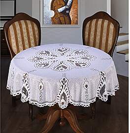 MforStyle Weiß oder Creme Tischdecke rund Spitze