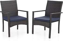 MFSTUDIO Gartenstühle 2er Set, Rattan Stühle Mit 