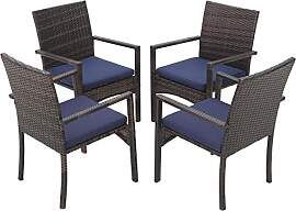MFSTUDIO Gartenstühle 4er Set, Rattan Stühle Mit 