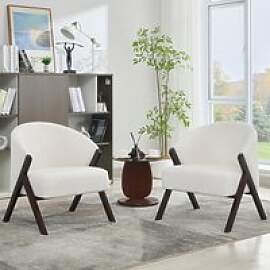 Mid-Century Moderner Leinen-Akzentstuhl mit