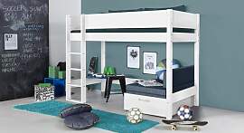 Midi-Hochbett Kids Town Buche teilmassiv mit