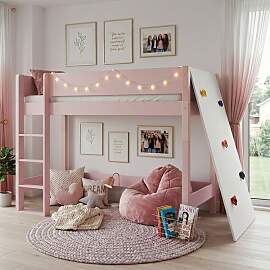 Midi-Hochbett Kids Town Color Buche teilmassiv mit 