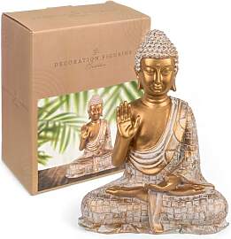 MIJOMA Buddha-Dekofigur, Gold & Weiß,