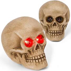 MIJOMA Deko-Totenkopf mit roten LED-Augen –