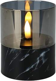 MIJOMA - Elegante LED-Kerze im Glas, Warmweiß,