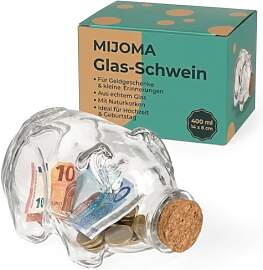 MIJOMA Glas-Schwein mit Naturkorken – 400 ml