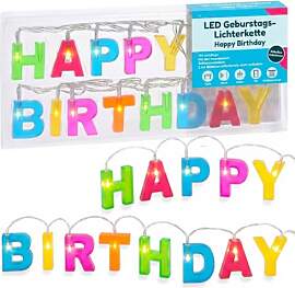 MIJOMA LED Happy Birthday Lichterkette – bunte