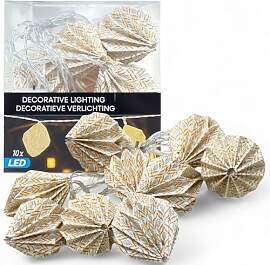 MIJOMA LED Lichterkette Boho-Papierlampions, 10