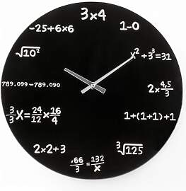 MIJOMA Schwarze Glas-Wanduhr Mathematic – Ø 35