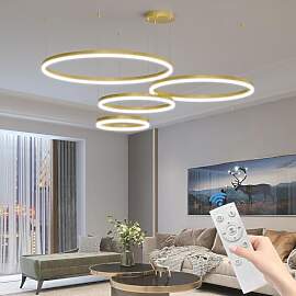 Mikeru Led Pendelleuchte, Gold Wohnzimmerlampe ø
