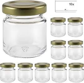 mikken 10 x Mini Marmeladenglas Einmachglas 53ml