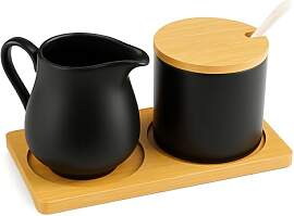 Milch und Zucker Set mit Deckel und Löffel,