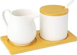 Milch und Zucker Set mit Deckel und Löffel,