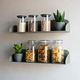 MILUKA Schweberegal Metall Olivgrün | 2er Set (60 