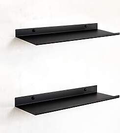 MILUKA Wandregal Schwarz aus Metall | 2er-Set