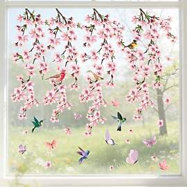 MINGBOLIN Fensterbilder Frühling,2 Stück Rosa